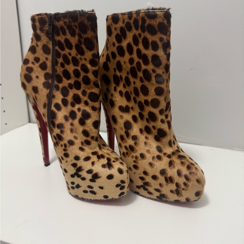 Christian Louboutin Leopard Print Ankle Boots